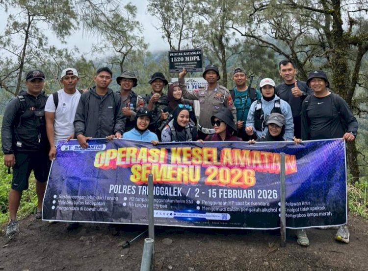 Polres Trenggalek Kampanyekan Operasi Keselamatan Semeru 2026 Dengan Muncak Bareng